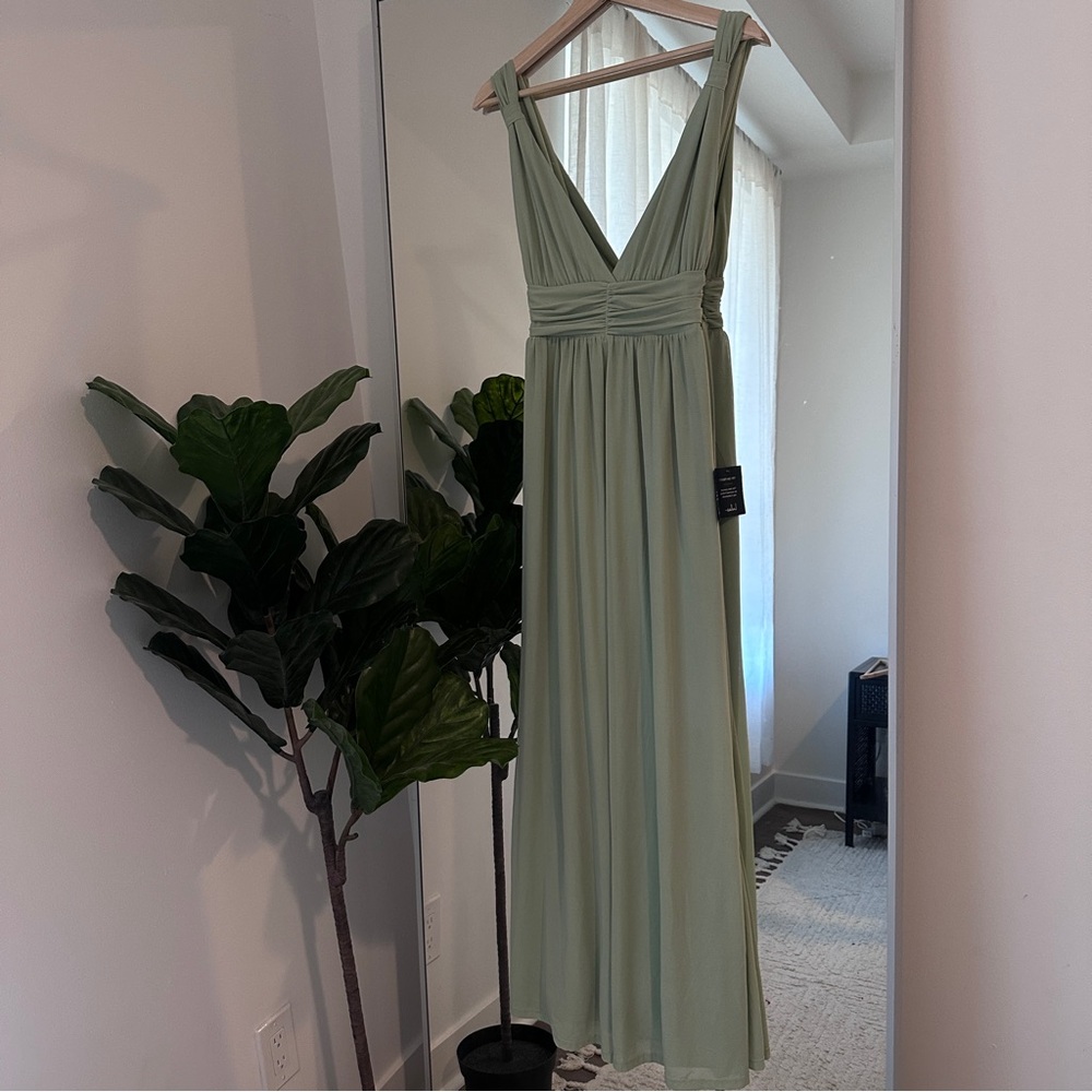 Lulu's Sage Green Maxi Bridesmaid Dress
